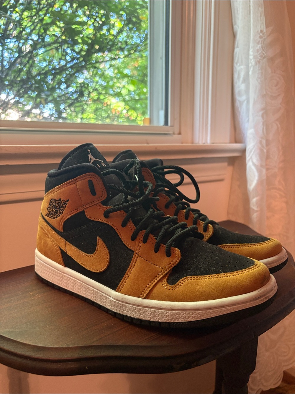 Nike Air Jordan 1 Mid women’s Sneakers — Black & Mustard